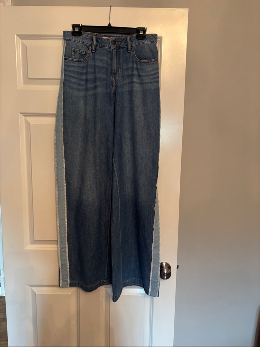 Johnny Was Two-Tone Blue Wide-Leg Jeans
